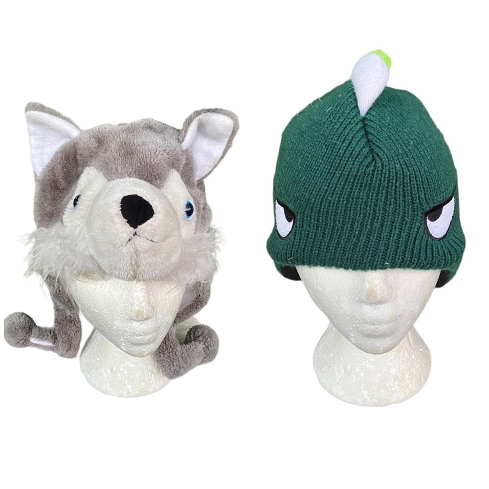 Childrens Warm Animal Hat Wolf & Dinosaur